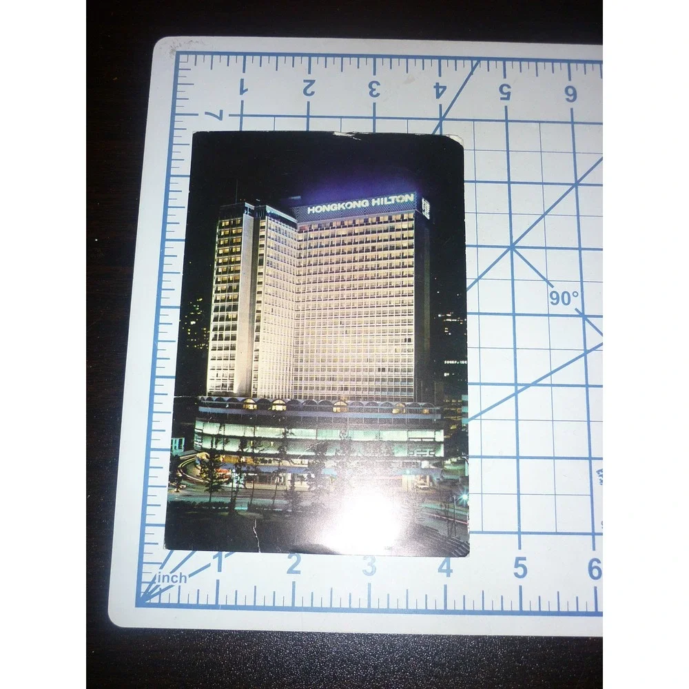 Vintage Hong Kong Hilton Night Postcard Beaconsfield House Postmark QEII Stamp